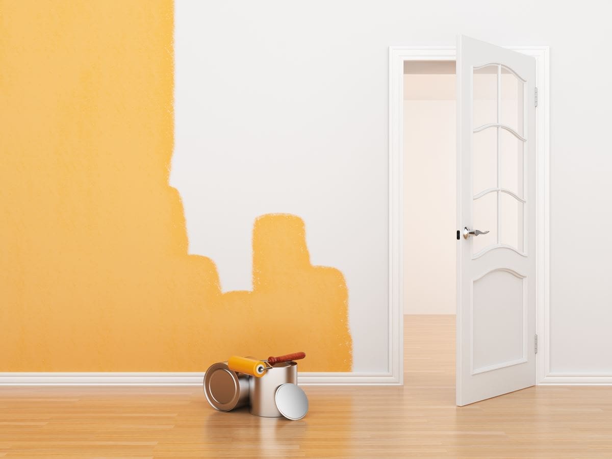 Painting of an empty room. Renovation house. 3D illustration