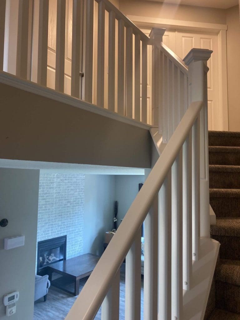 Modern white painted railing
