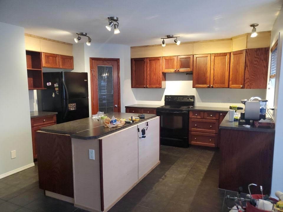 before cabinet painting with carpentry edits