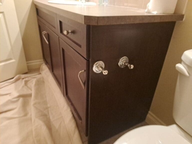 Cherry Stain Cabinets Painted Grey before 8