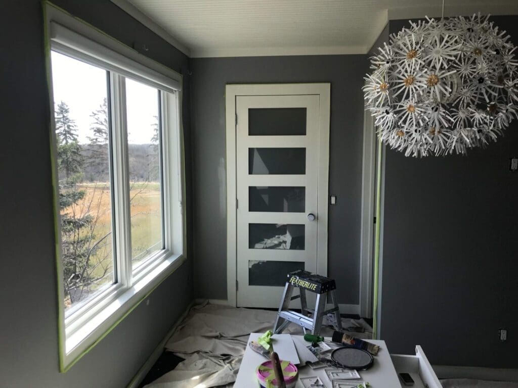 Purple Room Repainted Grey after 7