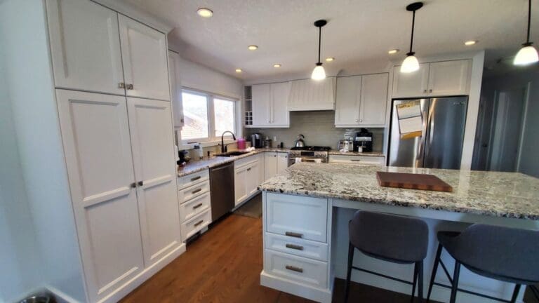 Brown Cabinets White Paint after 8