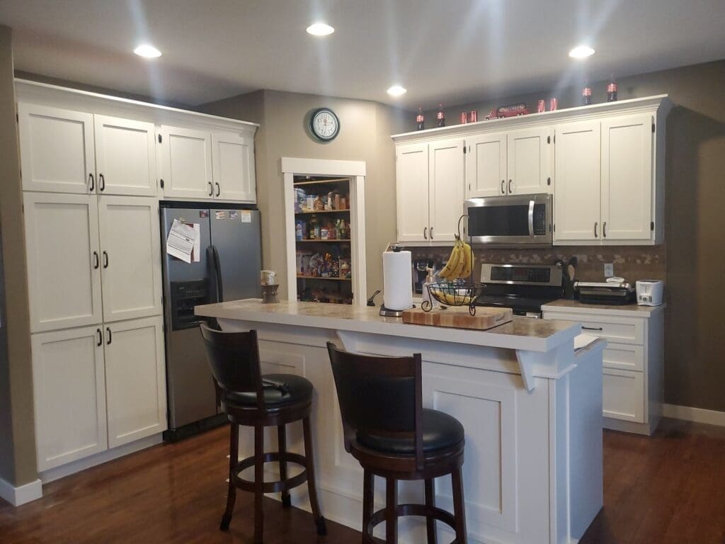 cabinets painted off white after 7