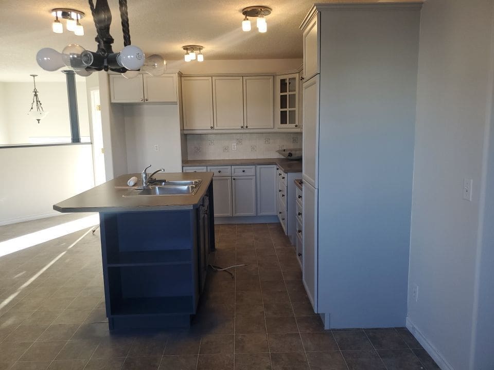 Orange Oak Cabinets Painted Two Tone after 3