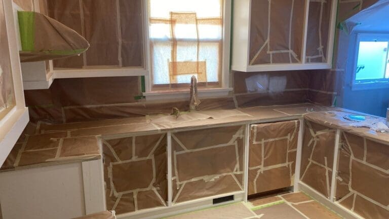Dated White Cabinets Fixed and Repainted before 5
