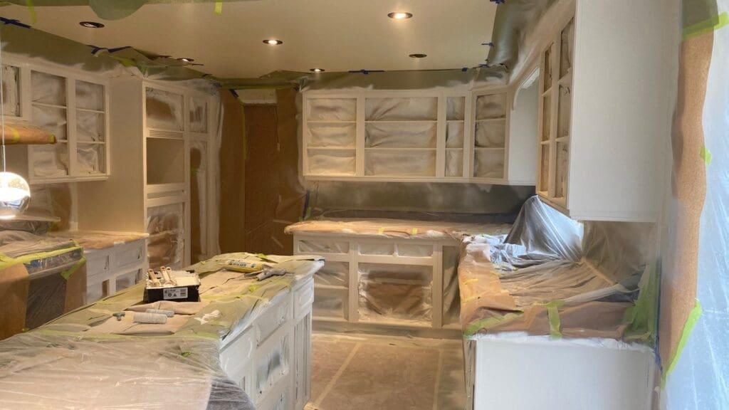 Oak Cabinetry Painted White prep 6